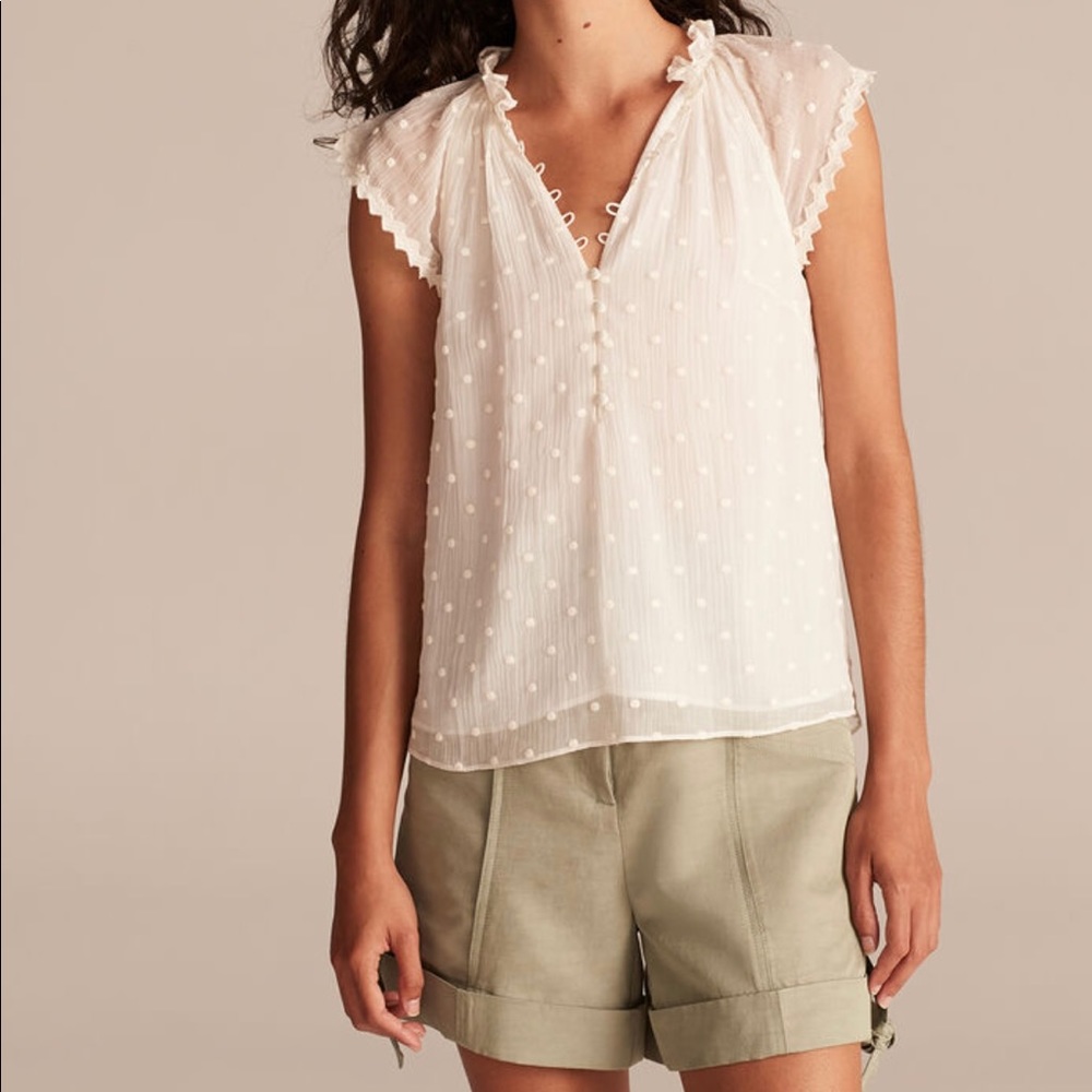 Rebecca Taylor POLISHED DOT EMBROIDERY TOP